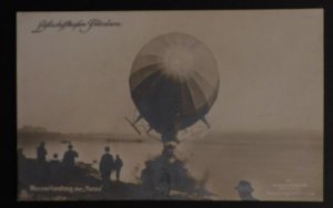 Germany Potsdam Zeppelin RPPC Real Picture Postcard Cover Hansa Water Landing