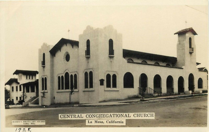 RPPC Postcard Central Congregation Church La Mesa CA San Diego Co Boddy's Photo 