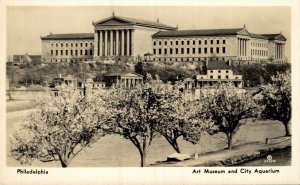 USA Philadelphia Art Museum and City Aquarium Vintage RPPC 08.51