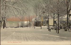 Mechanic Falls ME Elm St. in Winter c1905 Postcard