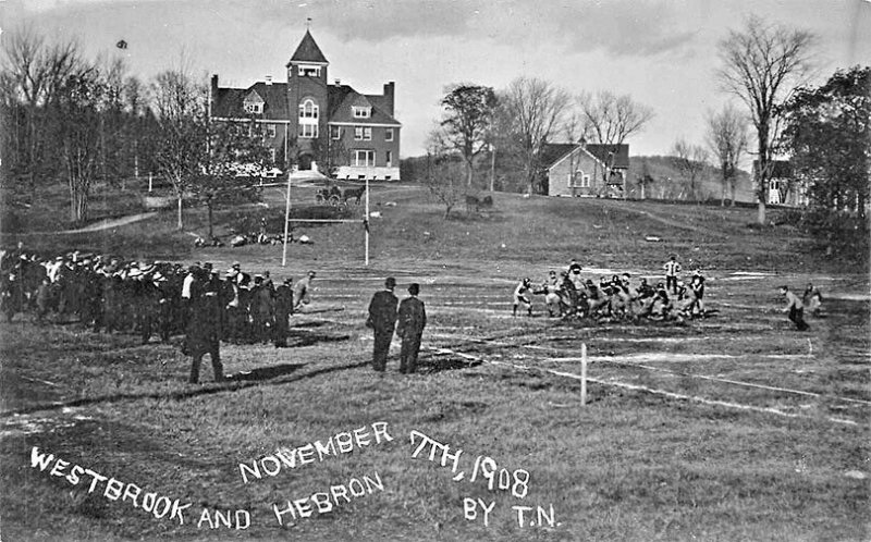 Westbrook and Hebron ME Football Game 11-7-1908 Real Photo by T.N. Postcard