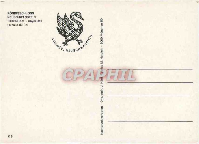 'Postcard Modern K�nigsschloss Neuschwanstein Thronsaal The King''s room'