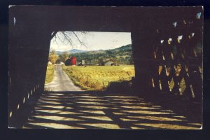 Rutland, Vermont/VT Postcard, Farm Scene Near Covered Bridge, 1958!