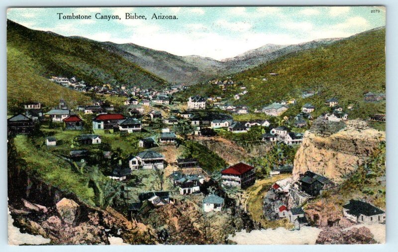 BISBEE, AZ Arizona   View up TOMBSTONE CANYON c1910s Mining Town   Postcard