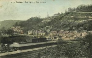 belgium, ESNEUX ESNEU, La Gare et les Roches, Railway Station (1910s) Postcard