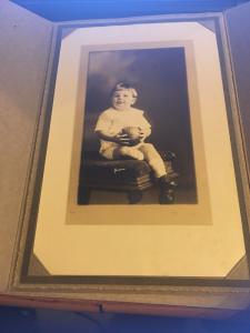 Antique Portrait Photo, Hartsook CA Little Boy, Toddler holding ball 7-1/2 x11