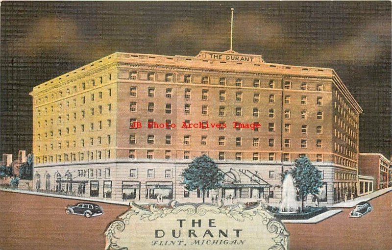 MI, Flint, Michigan, Durant Hotel, Exterior View, EC Kropp Pub No 2203N