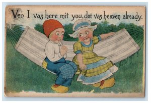 c1910's Dutch Boy And Girl Swinging Hammock At Field Saint Joseph MI Postcard 