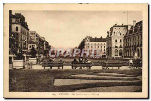 Postcard Old Rennes Gardens on the Vilaine