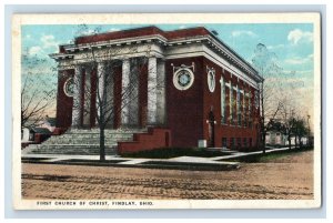 1920's First Church Of Christ, Findley, Ohio Postcard F116E