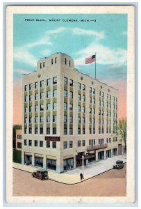 c1920 Price Building Exterior Classic Cars Road Mount Clemens Michigan Postcard