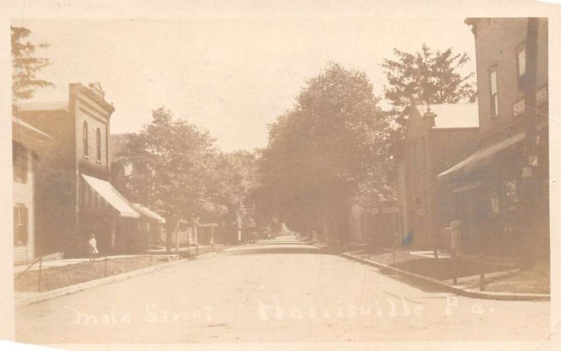 Harrisville Pennsylvania Main Street Real Photo Vintage Postcard AA79373