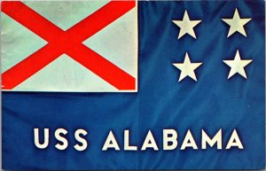 Admiral's Flag, U.S.S. Alabama Battleship Vintage Postcard Q66