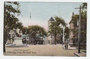 P2042 old postcard longfellow square greetings from portland maine unused