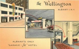 Albany New York Wellington Hotel Interior roadside Tichnor Postcard linen 10571