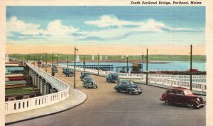 Vintage Postcard South Portland Street Suspension Bridge Portland Maine ME