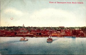 Iowa Davenport View From Rock Island 1910