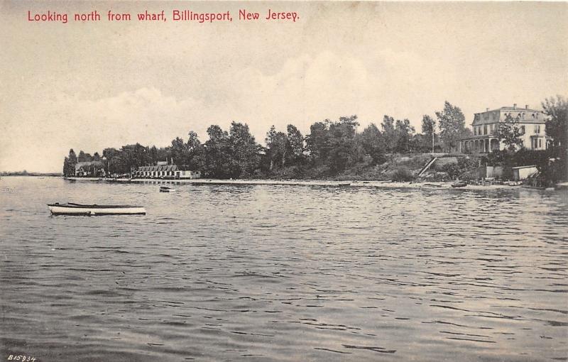 Billingsport New Jersey~Looking North from Wharf~Houses on Shore~c1910 B&W PC