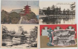 JAPAN lot of 4 vintage postcards temple buildings