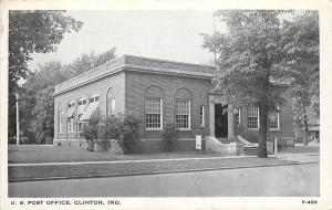 1940s Printed Postcard US Post Office, Clinton IN Vermillion County Posted