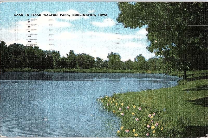 Postcard WATER SCENE Burlington Iowa IA AJ2305