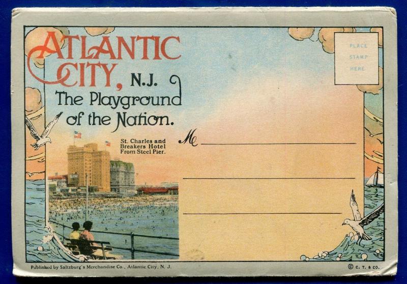 Atlantic City New Jersey nj postcard folder St Charles Breakers Hotel Steel Pier