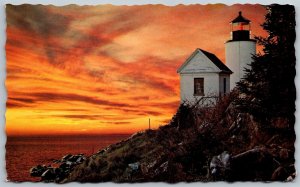 Vtg Mt Desert Island Maine ME Bass Harbor Light Sunset Lighthouse Postcard