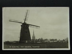 Essex THAXTED Ye Old Windmill & Parish Church c1930s RP Postcard