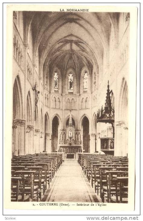 RP, Interieur De l'Eglise, Couterne (Orne), France, 1920-1940s