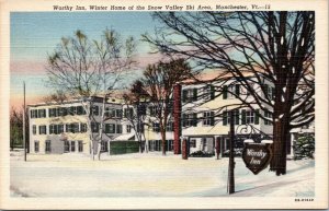 postcard Manchester Vermont  Worthy Inn, Winter Home of the Snow Valley Ski Area