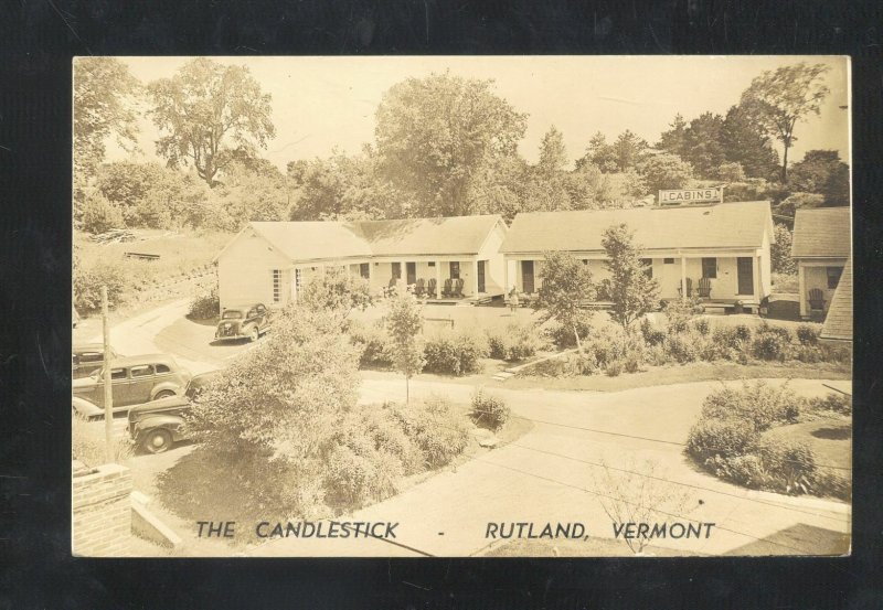 RPPC RUTLAND VERMONT VT. THE CANDLESTICK MOTEL CARS REAL PHOTO POSTCARD