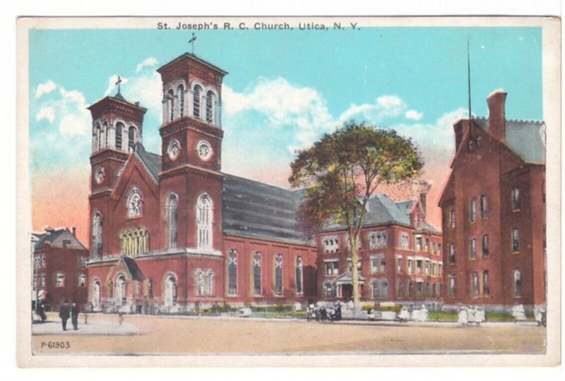 St Joseph's Roman Catholic Church, Utica, New York, Vintage Postcard