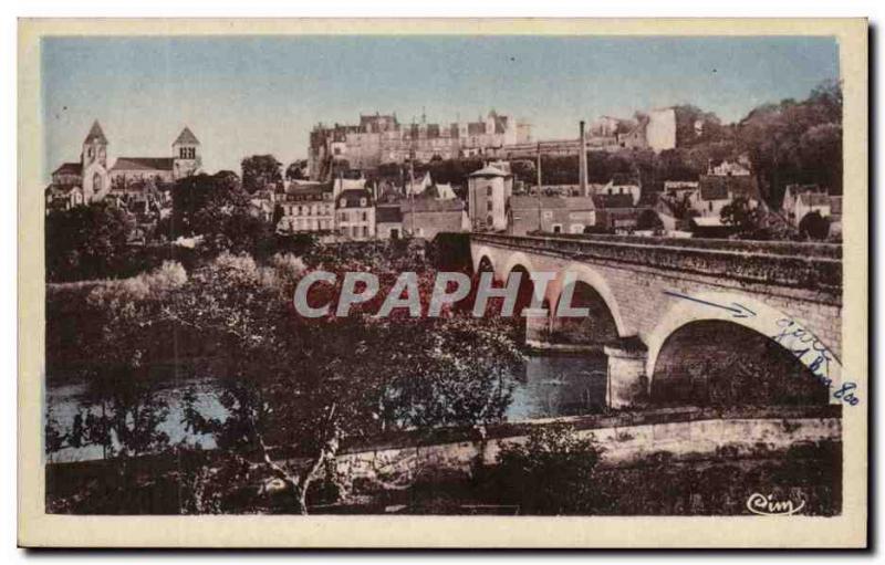 Saint Aignan Old Postcard General view and castle