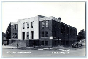 1951 Legion Memorial Building Cars Atlantic Iowa IA RPPC Photo Vintage Postcard