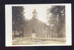 RPPC PETERSON ILLINOIS CATHOLIC CHURCH BUILDING VINTAGE REAL PHOTO POSTCARD