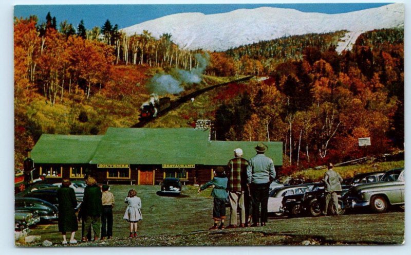 FABYANS, NH New Hampshire ~ MT. WASHINGTON COG RAILWAY c1940s, 50s Cars Postcard