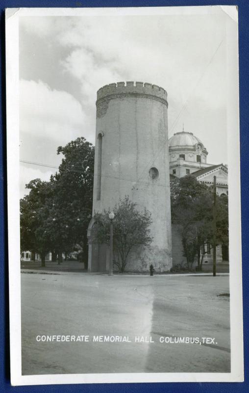 Columbus Texas tx Confederate Memorial Hall real photo postcard RPPC