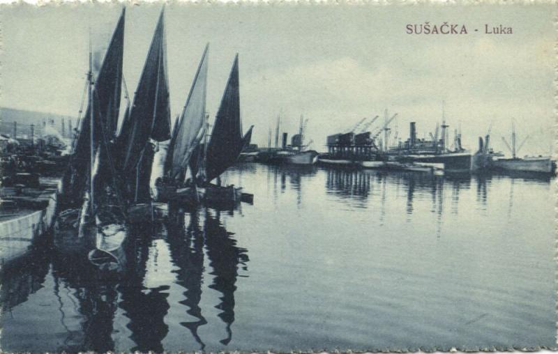 croatia, FIUME RIJEKA, SUŠAČKA LUKA, Harbour Scene, Boats (1930s)