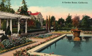 Vintage Postcard 1910's Beautiful Garden Scene Flowers Full Bloom California CA