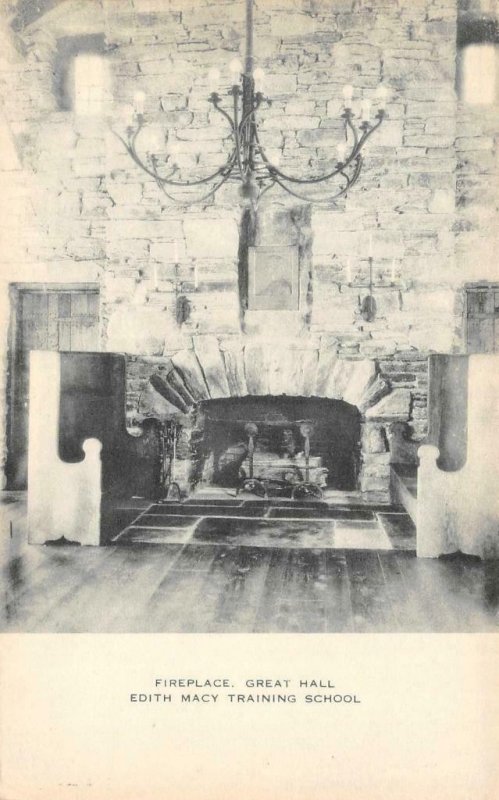 Fireplace EDITH MACY TRAINING SCHOOL Girl Scouts 1953 Vintage Postcard