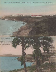 Dakar Senegal 2x Panorama Coast Antique Postcard s