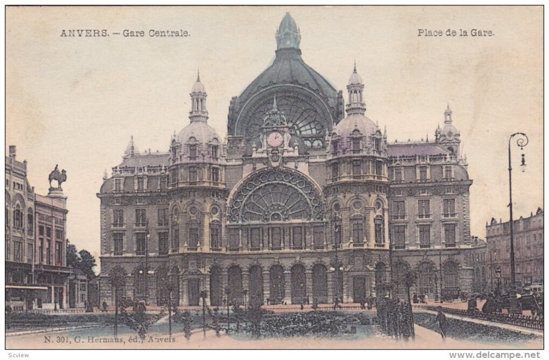 ANVERS, Belgium, 1900-1910's; Gare Centrale, Place De La Gare