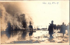 RPPC Waves Crashing at Winthrop Beach MA Vintage Postcard R58