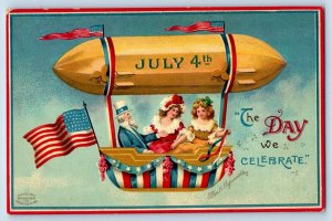 Ellen Clapsaddle Artist Signed Postcard Fourth Of July Napoleon Hot Air Balloon