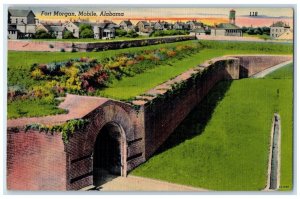 1948 Fort Morgan Tunnel Exterior Flower Field Mobile Alabama AL Vintage Postcard