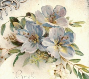 1880s Berlin Dresden Victorian New Year Trade Card Lovely Flowers Poem 7E