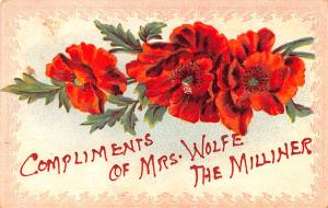 Mrs Wolfe The Milliner Advertising Writing on back 