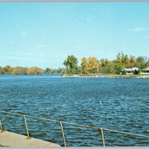 c1910s Cedar Falls IA Near Downtown River Boat Dock Park View Dam Chrome PC A195