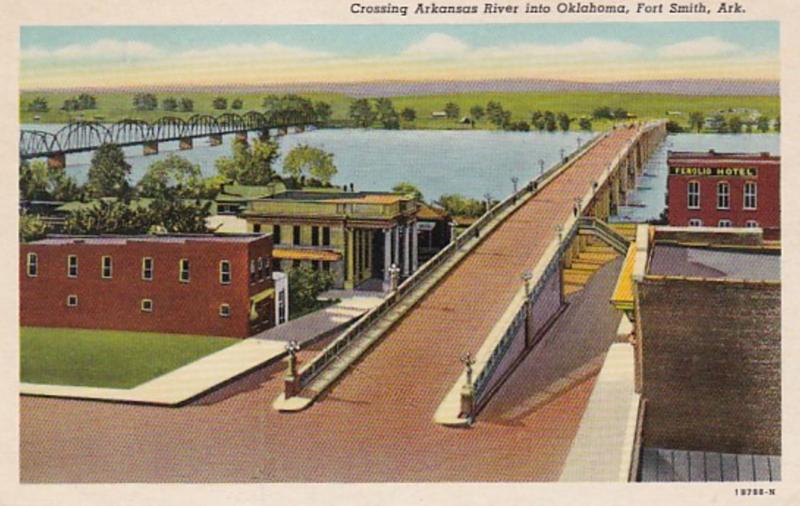 Arkansas Fort Smith Crossing Arkansas River Into Oklahoma Curteich