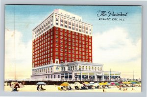 Atlantic City NJ-New Jersey, The President Hotel, Linen Postcard 